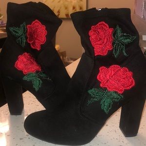 Rose embroidered Bamboo booties.